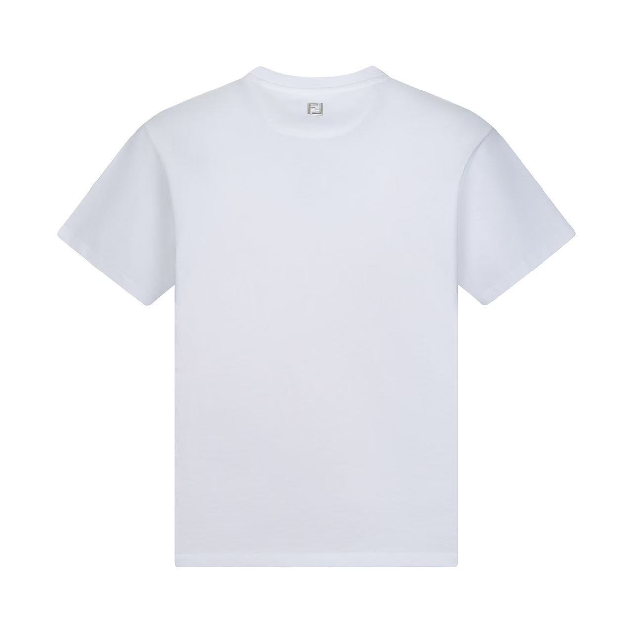 Fendi Silvia and The Baguette Tシャツ マルチカラープリント ホワイトコットン Tシャツ