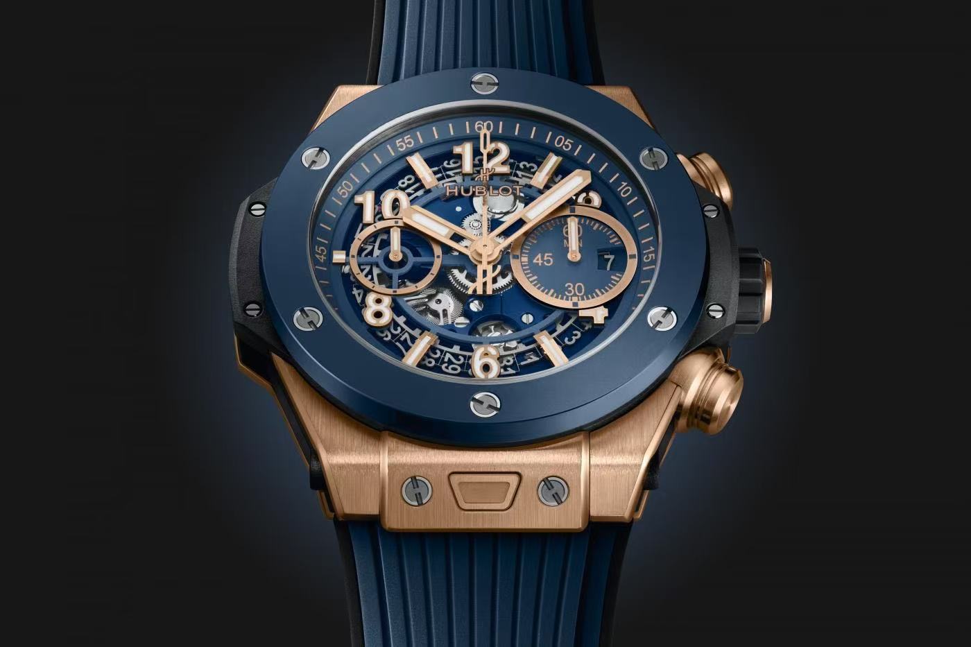  HUBLOT ウブロ ウニコ キングゴールド ブルーセラミック