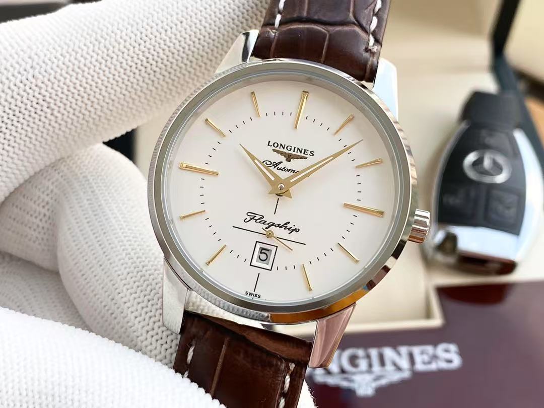 LONGINES  ロンジン  フラッグシップ ヘリテージ, L4.795.4.78.2, 自動巻 ウォッチ, Ø 38.50 mm, ステンレススティール.