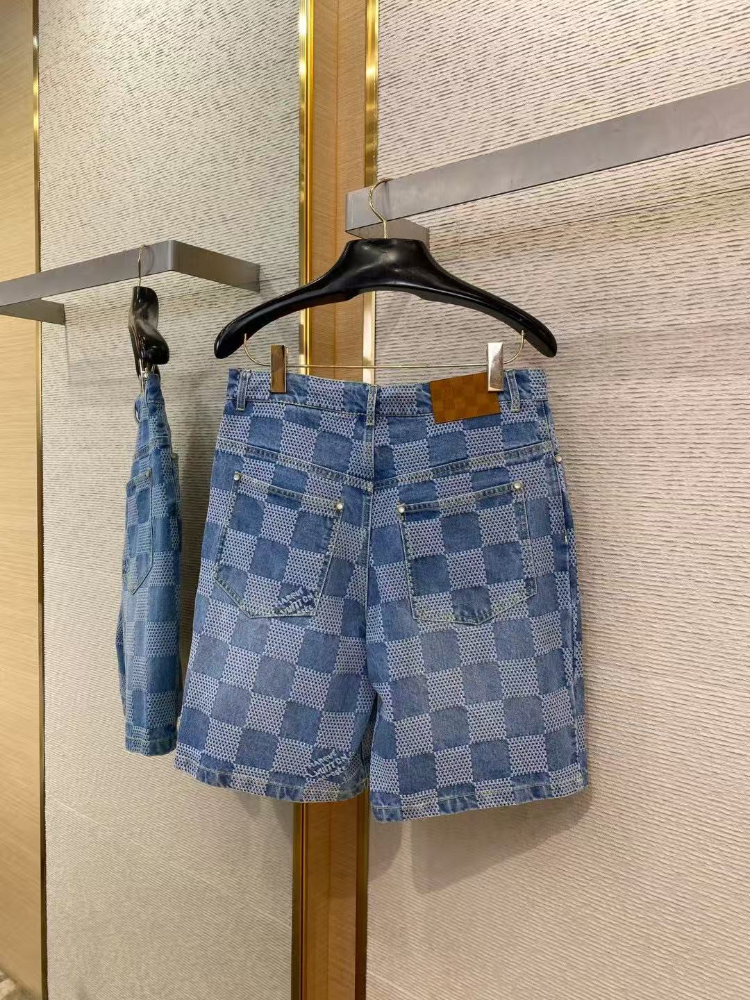 LV ダミエ3D ライトデニムショートスリーブシャツ+ダミエ3D ライトデニムショーツ