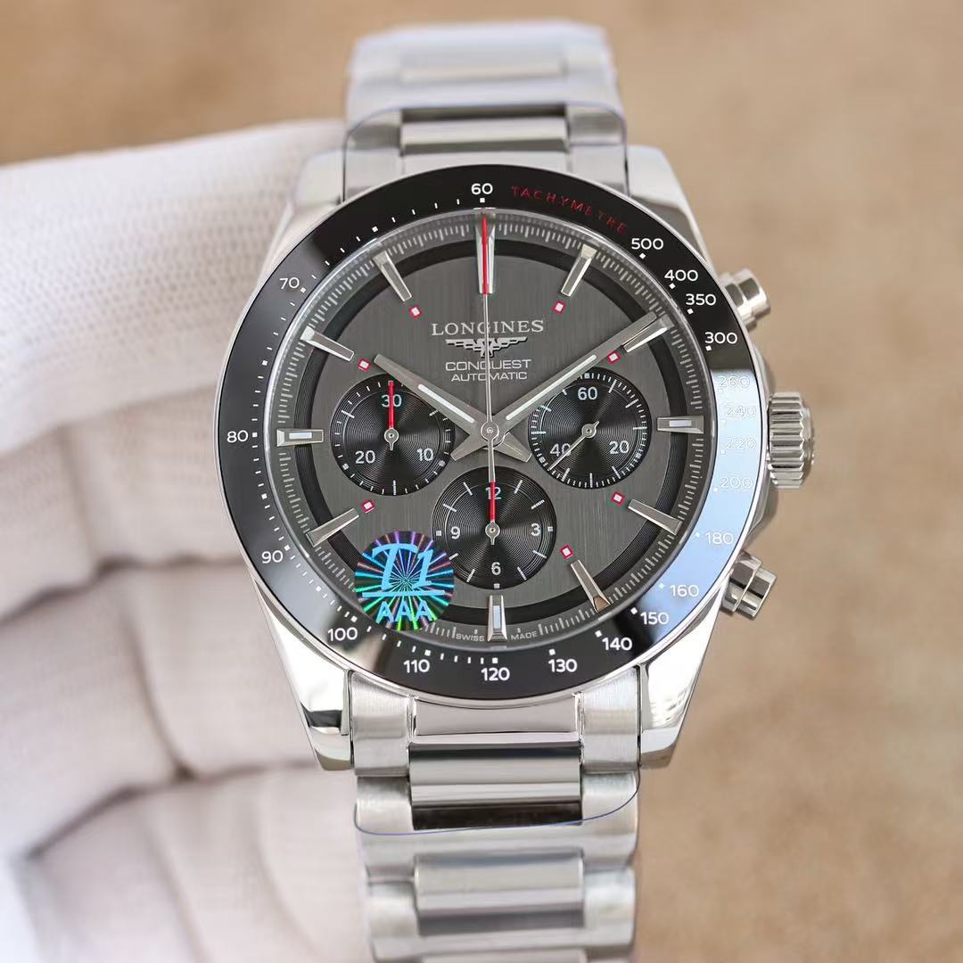 LONGINES  ロンジン  CONQUEST CHRONO SKI EDITION, L3.836.4.52.9, 自動巻 ウォッチ, Ø 42.00 mm, ステンレススティールとセラミック.
