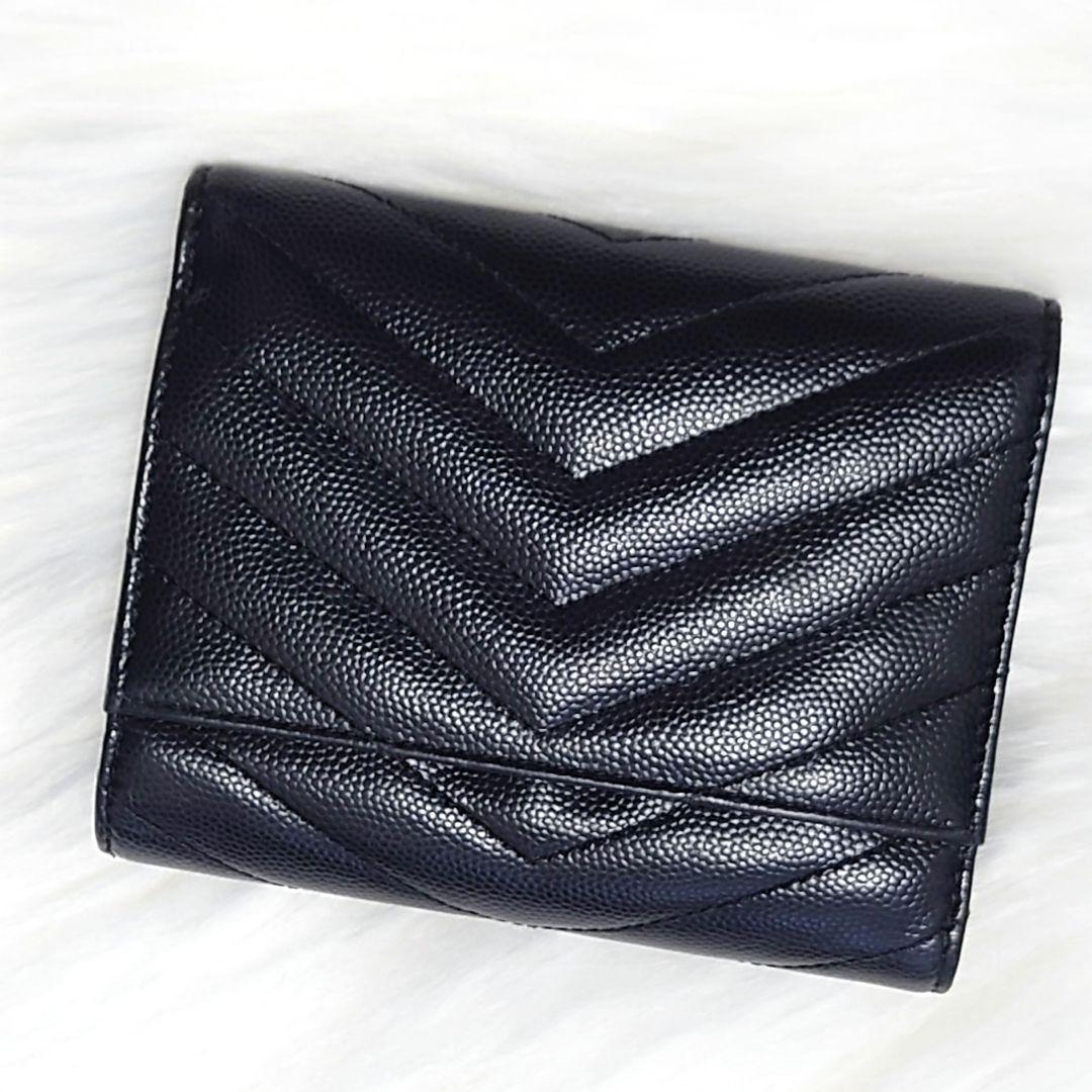 サンローラン パリ モノグラムコンパクトスリーフォールドウォレット ブラック