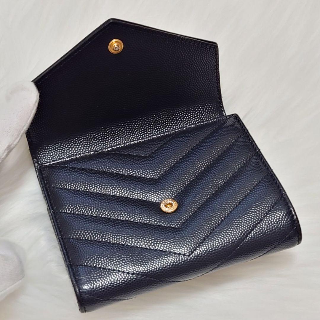 サンローラン パリ モノグラムコンパクトスリーフォールドウォレット ブラック