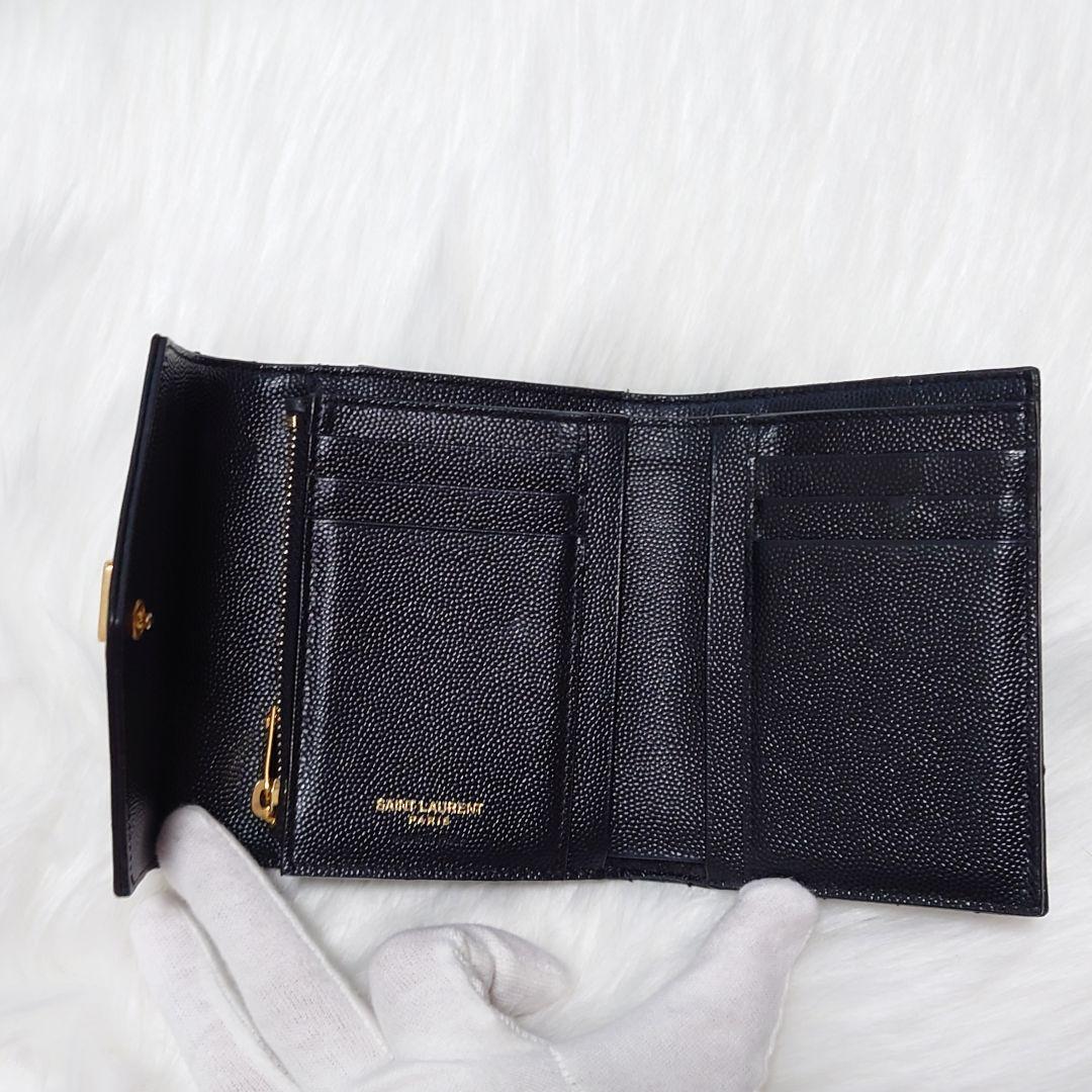 サンローラン パリ モノグラムコンパクトスリーフォールドウォレット ブラック