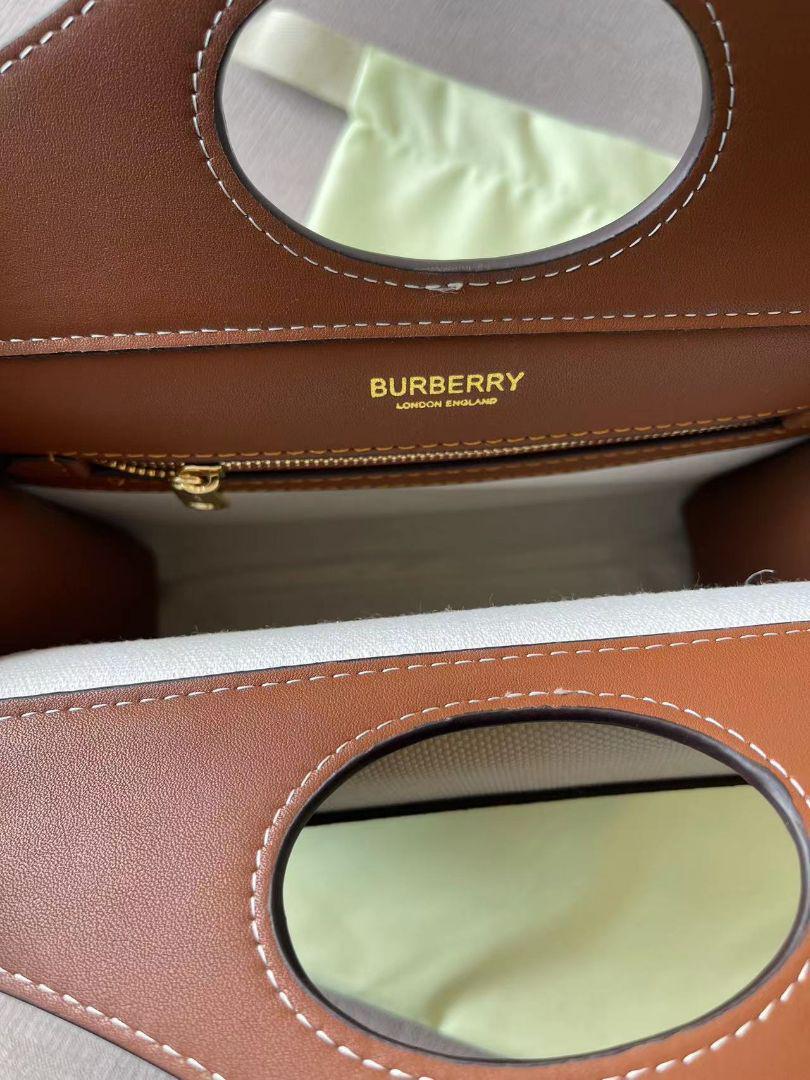 Burberry ミニ ツートン キャンバス＆レザー ポケットバッグ