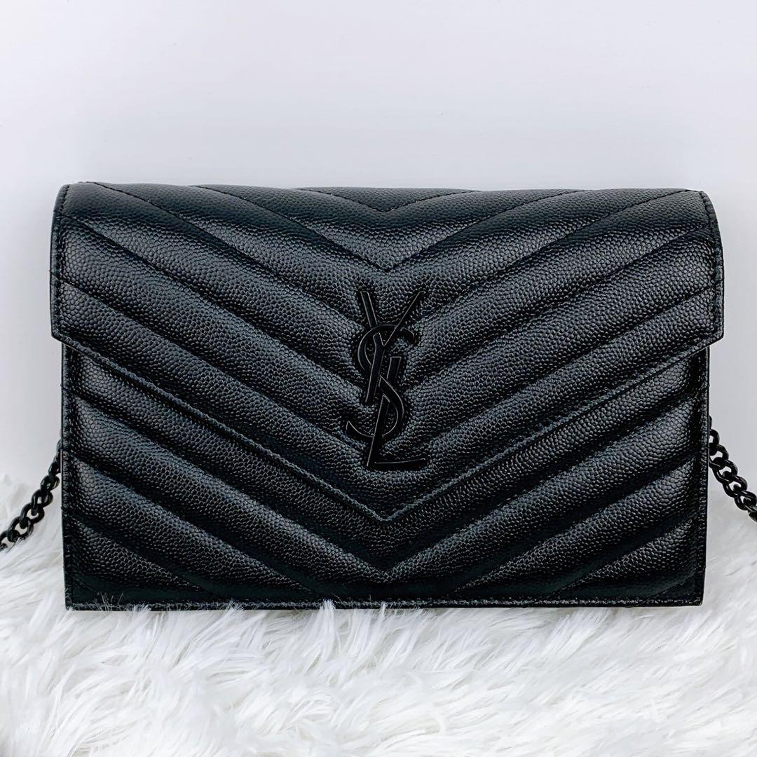  サンローラン チェーンウォレット 2way バッグ YSLロゴ 黒