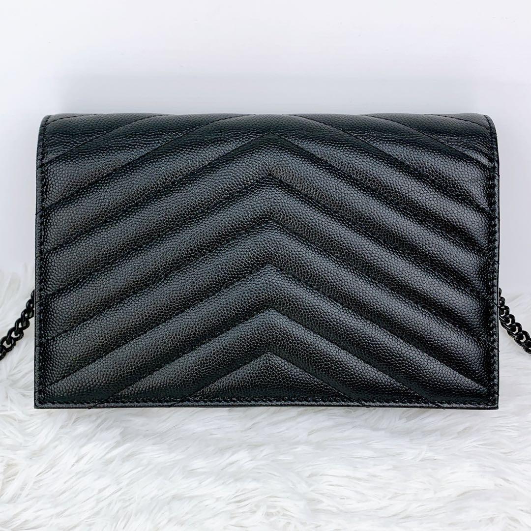  サンローラン チェーンウォレット 2way バッグ YSLロゴ 黒