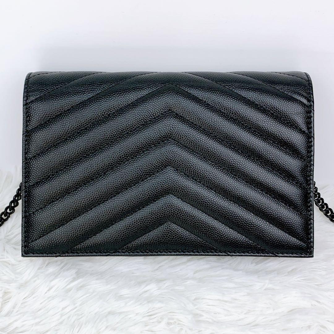  サンローラン チェーンウォレット 2way バッグ YSLロゴ 黒
