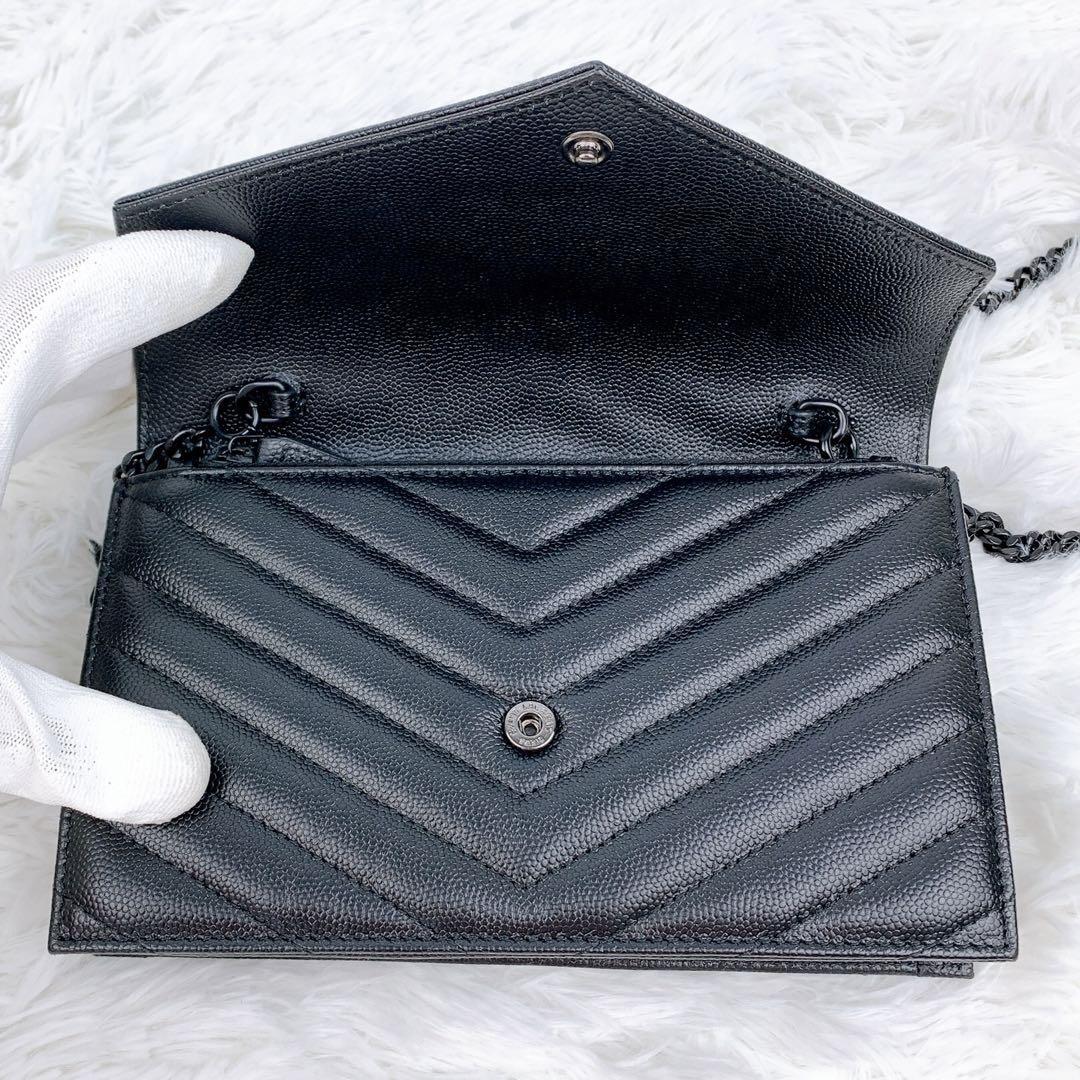  サンローラン チェーンウォレット 2way バッグ YSLロゴ 黒