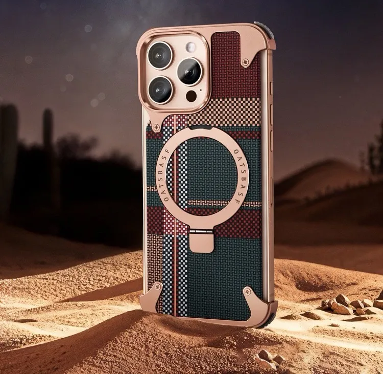 Kevlar Compatible with Apple 16 Pro Max Carbon Fiber Phone Case Magnetic Rotating Stand S25U One Piece Shockproof Case