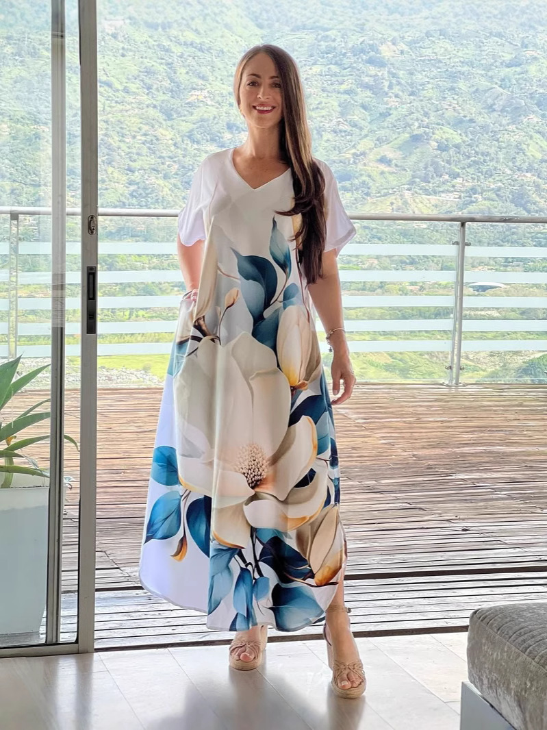 🌴Summer Specials SALE 50% OFF🌴Women's Loose Casual V-Neck Printed Short Sleeve Dresses