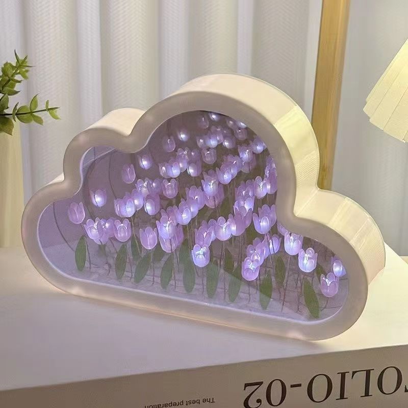 DIY Mirror Flower Sea Atmosphere Lamp Desktop Ornament Creative Gift