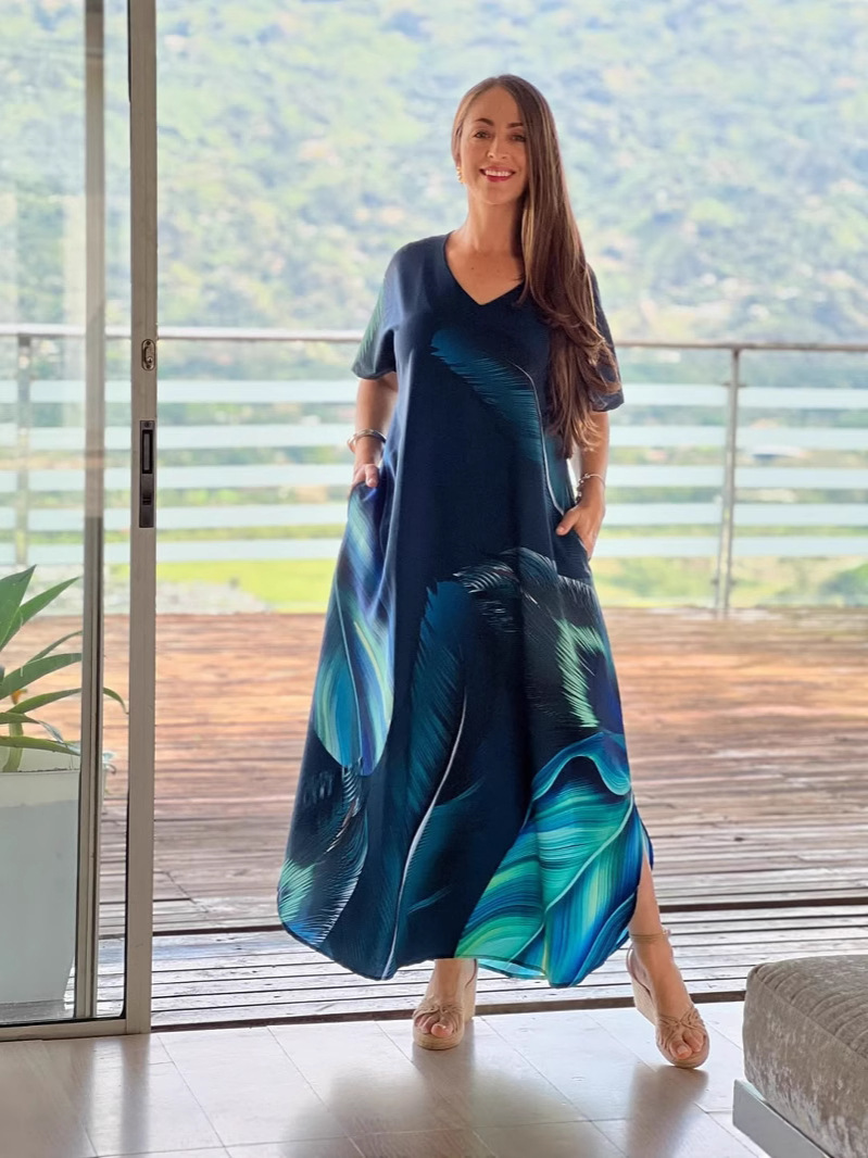 🌴Summer Specials SALE 50% OFF🌴Women's Loose Casual V-Neck Printed Short Sleeve Dresses