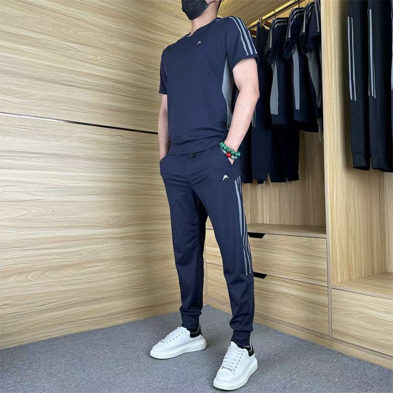 🎁Two-piece sports set for men: short-sleeved T-shirt and long pants