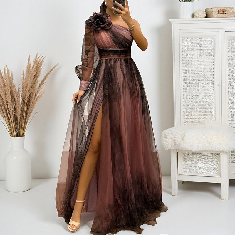 ✨【Slimming Wizard】Elegant Printed One Shoulder Dress✨ | Illusion Diago