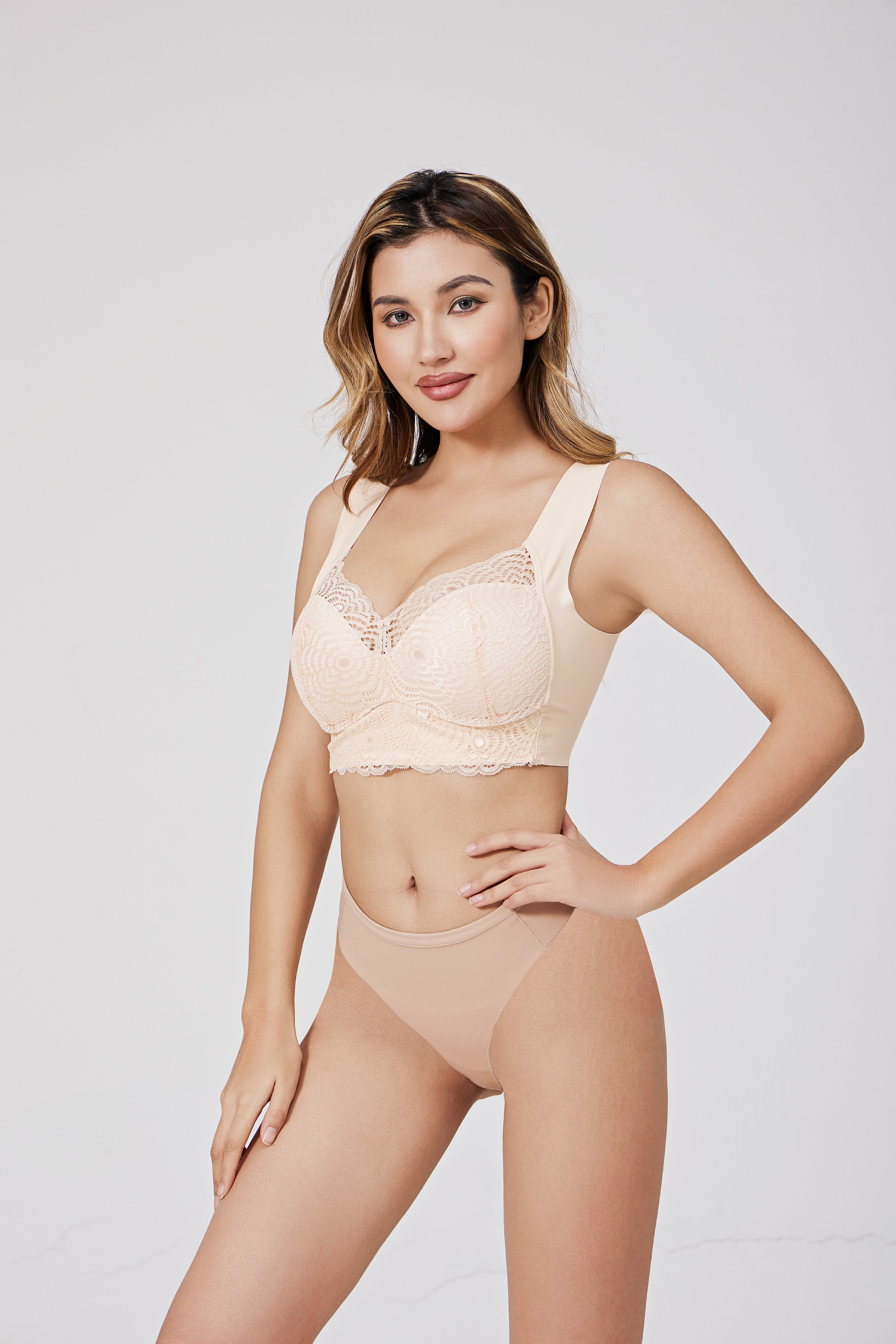 Plus Size Wireless Bra Sexy Lace Sports Sleep Vest Bra for Plus Size Women Thin Gathered Bra