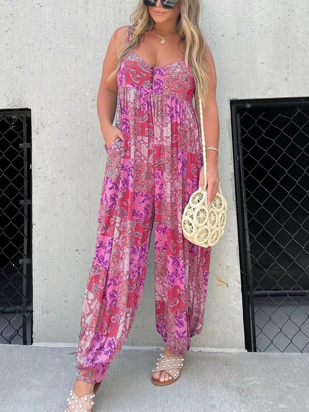 Cooper Patchwork Print Loose Jumpsuit