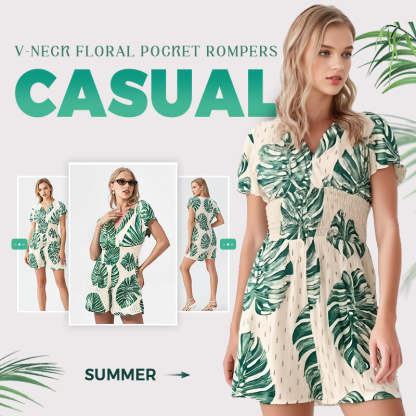 🌸Summer Sale🔥Casual Floral Polka Dot Pocket Rompers