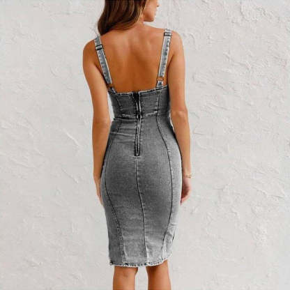 🍹Big price reduction🔥Women's U-Neck Denim Bodycon Cami Dress