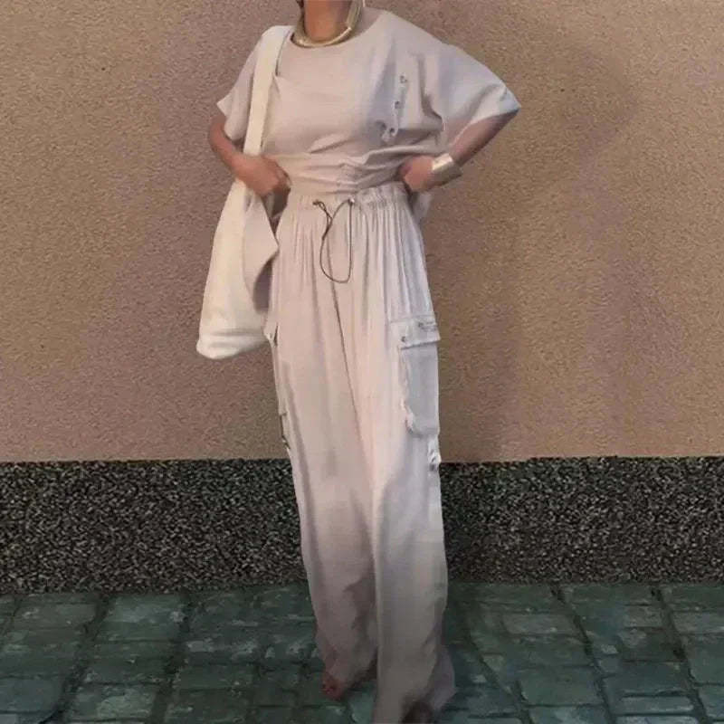 💗Summer Specials💗Women's Round Neck T-Shirt and Trousers Two-Piece S