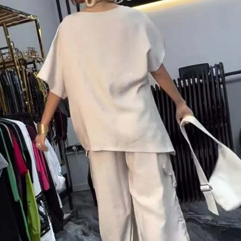 💗Summer Specials💗Women's Round Neck T-Shirt and Trousers Two-Piece Suit💕