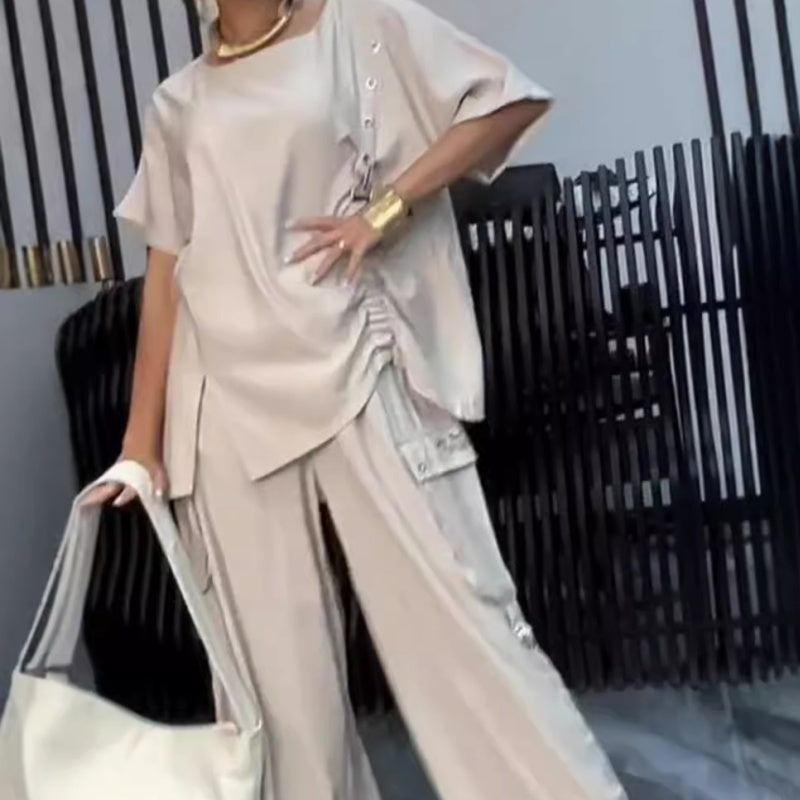 💗Summer Specials💗Women's Round Neck T-Shirt and Trousers Two-Piece Suit💕