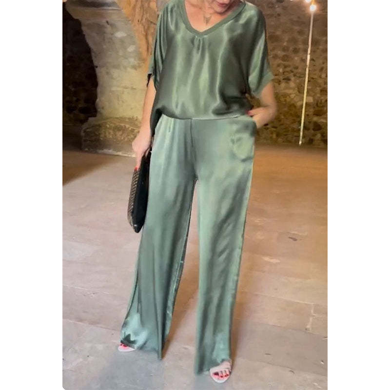 ⏳Time-limited Special⏰Loose Satin Women's Top & Pants Set