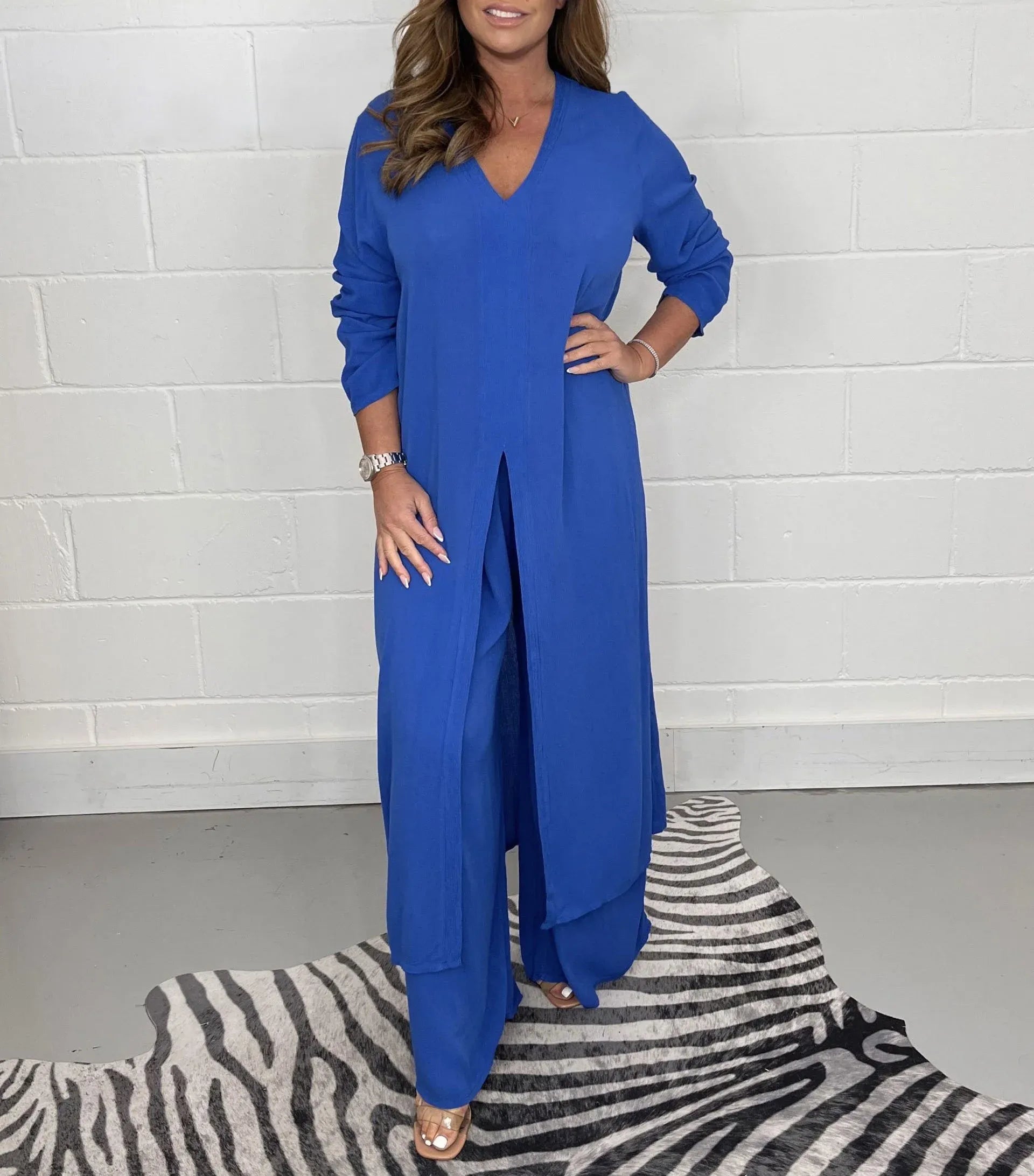 🔥2-Piece Casual Set - Long Top & Trousers👜😍