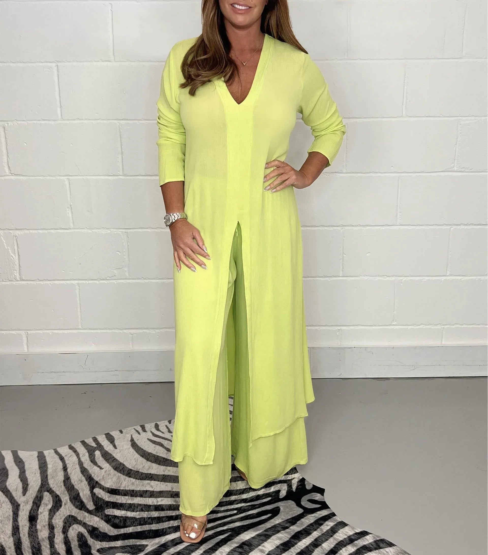 🔥2-Piece Casual Set - Long Top & Trousers👜😍