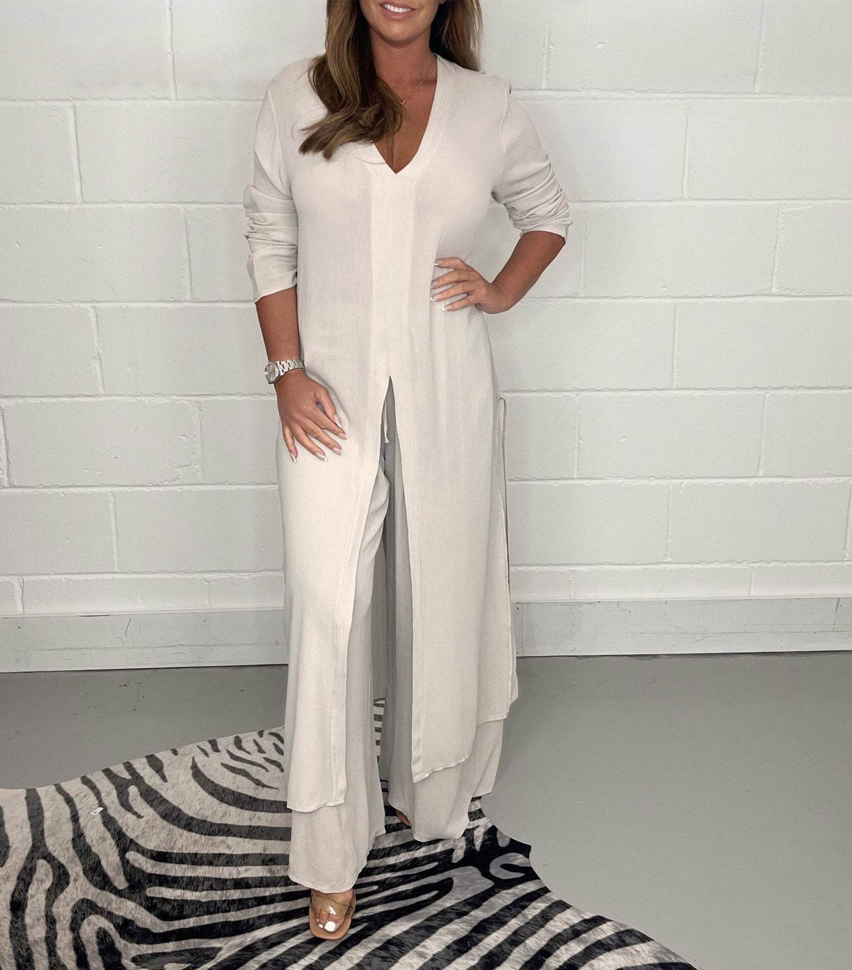 🔥2-Piece Casual Set - Long Top & Trousers👜😍