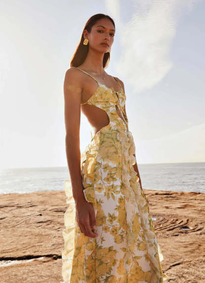 SunLit Petals Ruffle Dress