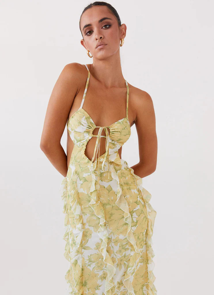 SunLit Petals Ruffle Dress