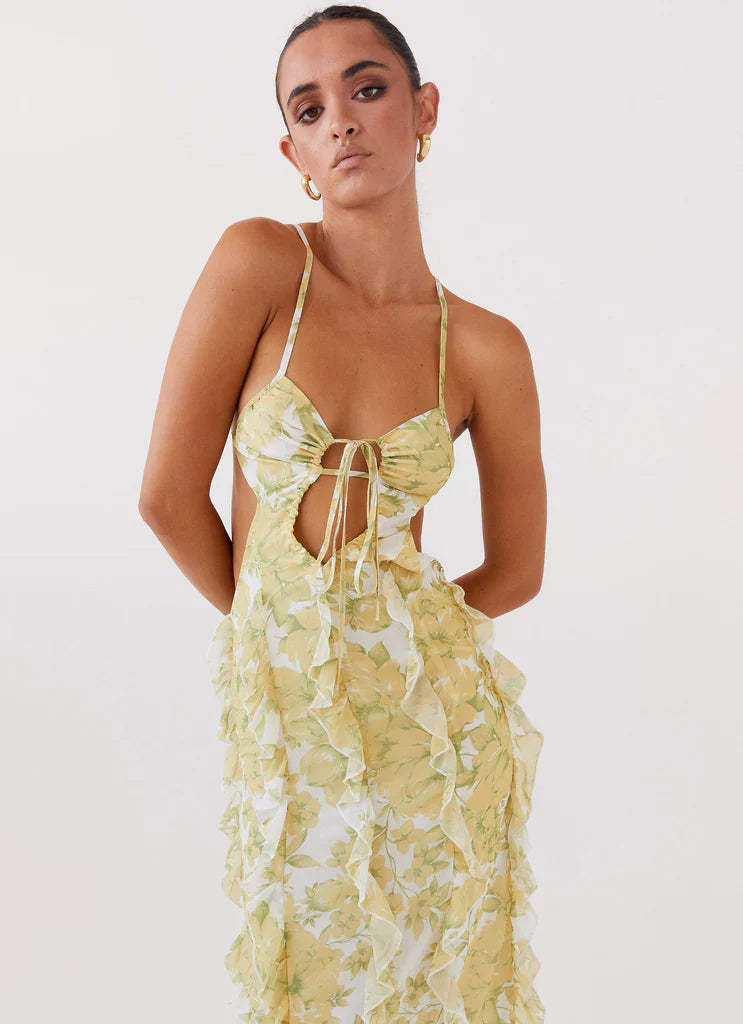SunLit Petals Ruffle Dress