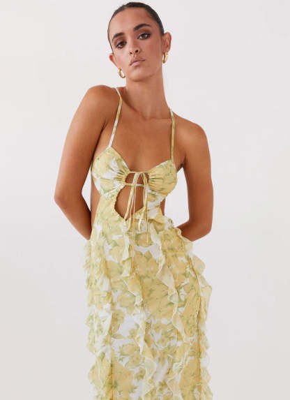 SunLit Petals Ruffle Dress