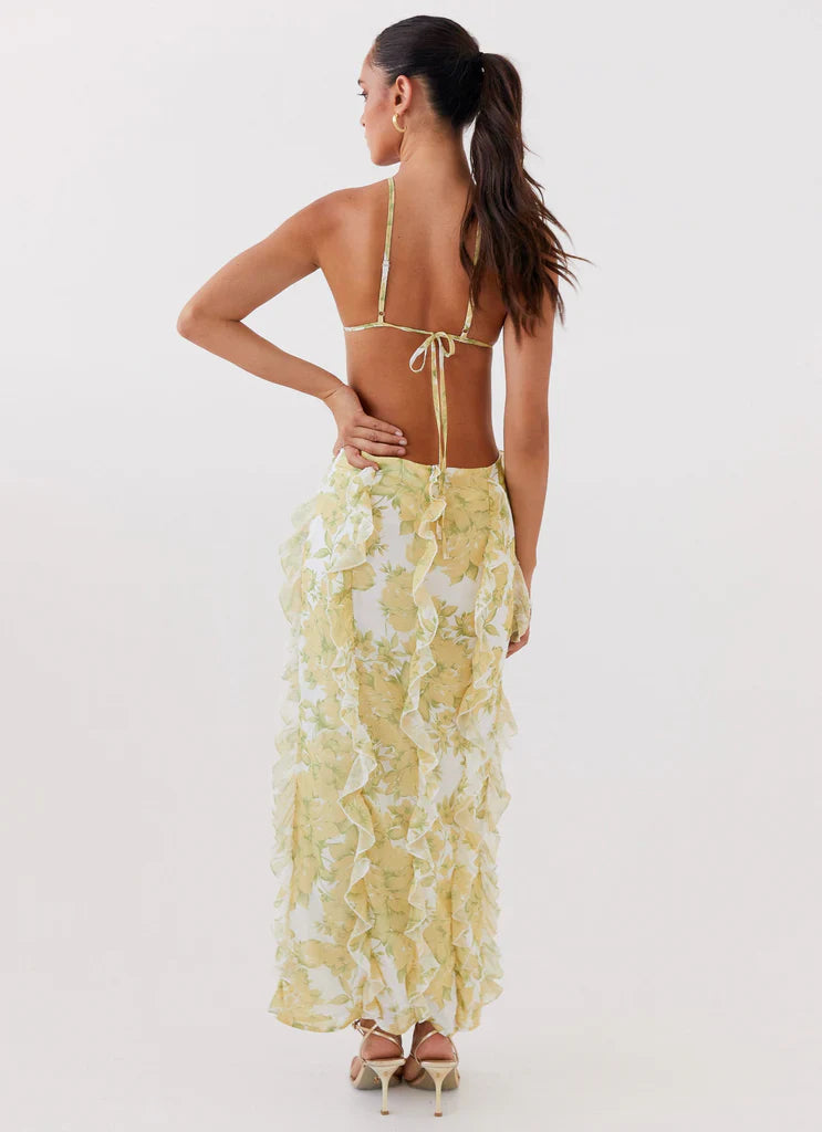 SunLit Petals Ruffle Dress