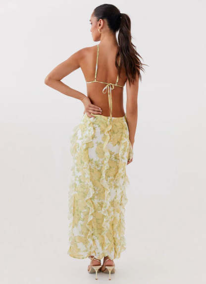 SunLit Petals Ruffle Dress