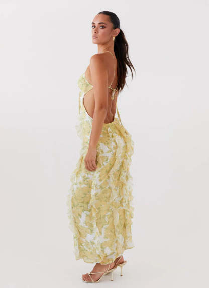 SunLit Petals Ruffle Dress