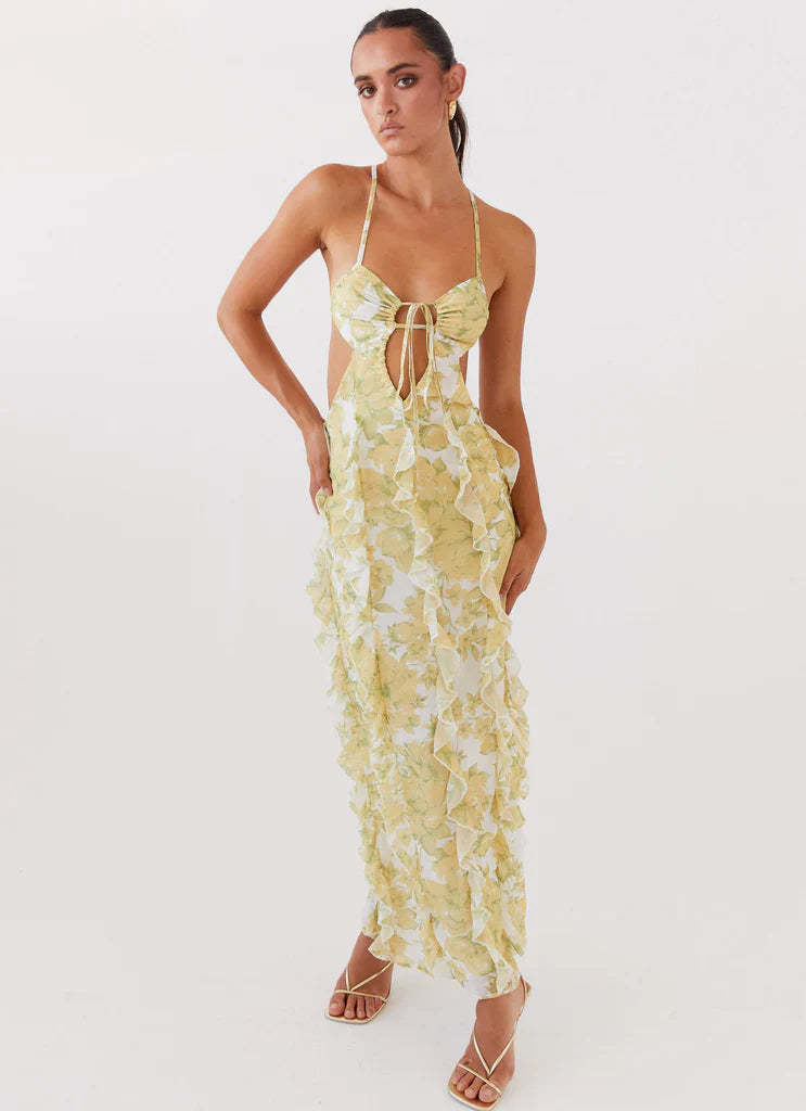 SunLit Petals Ruffle Dress
