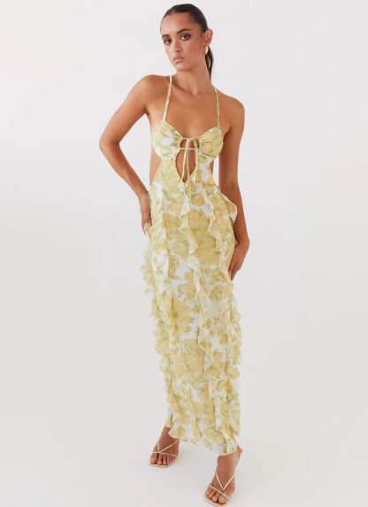 SunLit Petals Ruffle Dress