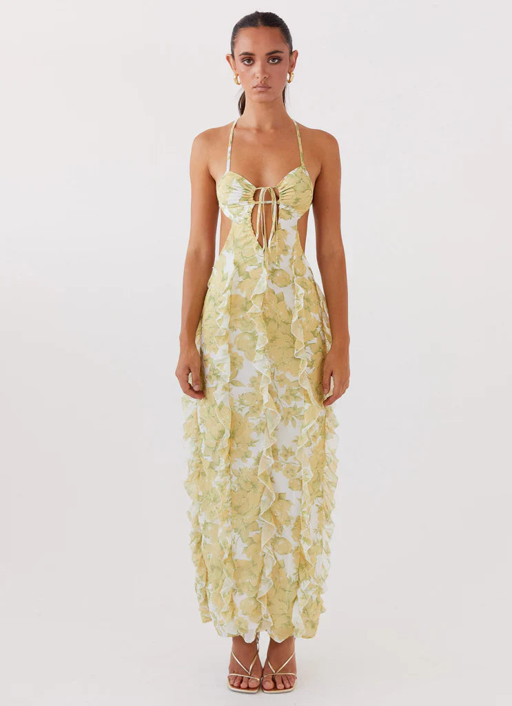 SunLit Petals Ruffle Dress