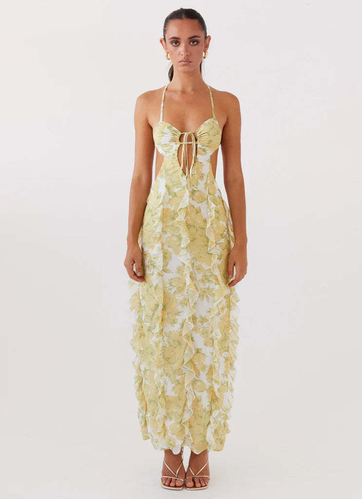 SunLit Petals Ruffle Dress