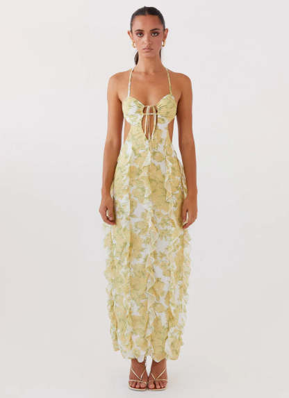 SunLit Petals Ruffle Dress