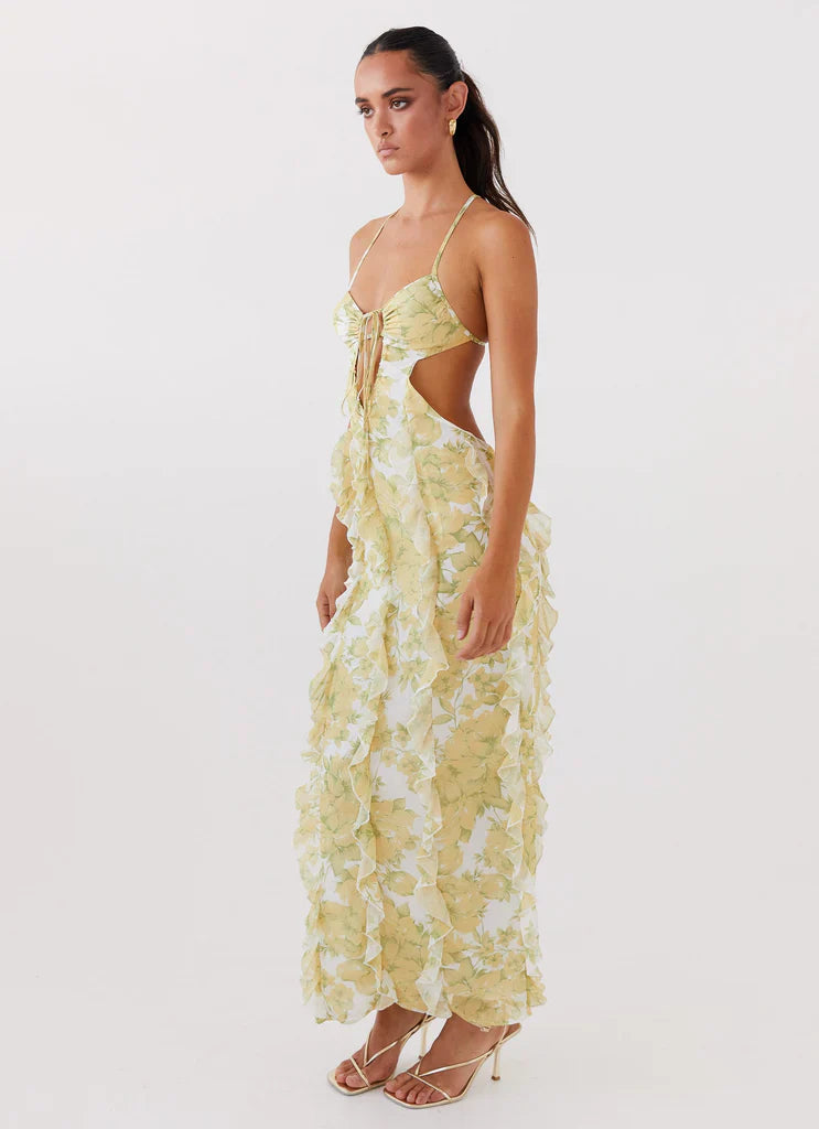 SunLit Petals Ruffle Dress