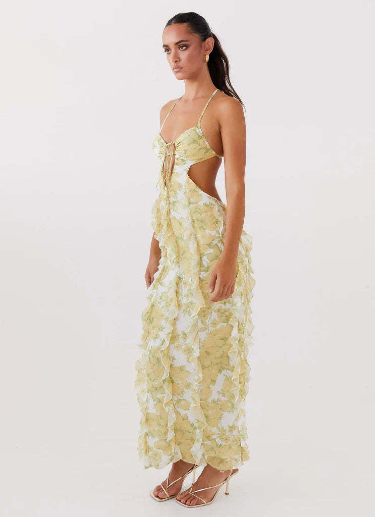 SunLit Petals Ruffle Dress