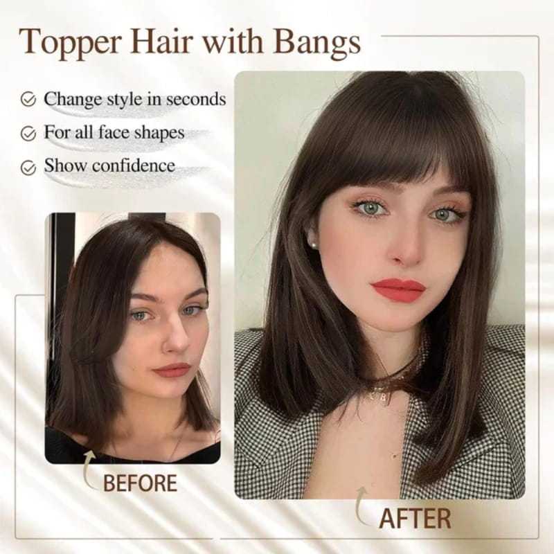 🔥Big price reduction🔥Natural Hair Toppers with Bangs for Women🛒