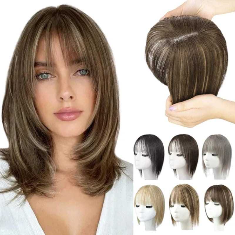 🔥Big price reduction🔥Natural Hair Toppers with Bangs for Women🛒