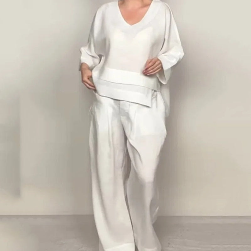 💖Irregular Hem Cotton Linen Short Sleeve Casual 2-Piece Set💖