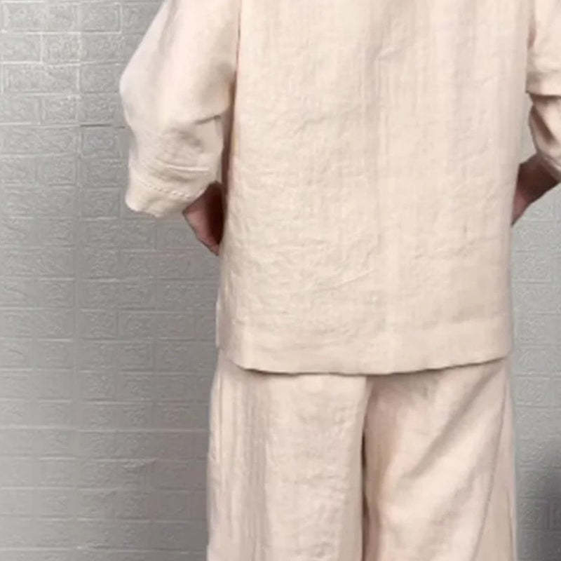 💖Irregular Hem Cotton Linen Short Sleeve Casual 2-Piece Set💖
