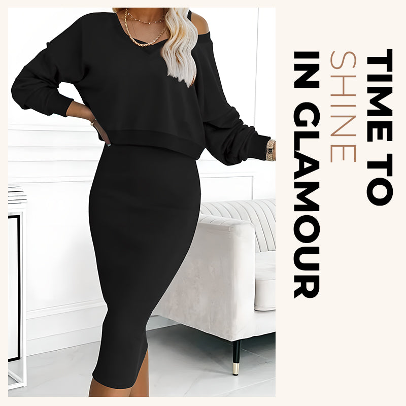 🌸HOT SALE 49% OFF🌸Women's two-piece set with sleeveless dress and loose V-neck sweater