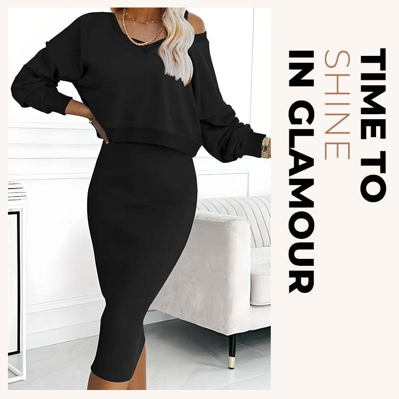 🌸HOT SALE 49% OFF🌸Women's two-piece set with sleeveless dress and loose V-neck sweater